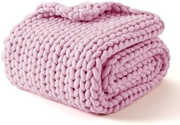 YnM Chunky Throw Blanket, Medium-Weight, Hand Knitted, Skin Friendly, Ventilated and Breathable, Machine Washable, Home Décor Piece for Couch, Sofa and Bed (Fancy Pink, 60x80 Inch) by YNM