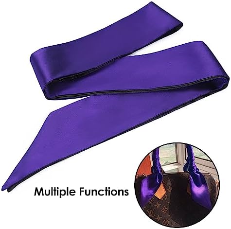FRESHME Satin Eye Mask - Breathable Sleep Mask Adjustable Soft Eye Cover Blindfold for Yoga Valentine's Day Gift Travel Nap Night Sleep Eye Mask for Women Men Side Sleeper Black and Purple 160cm/63in - Image 6