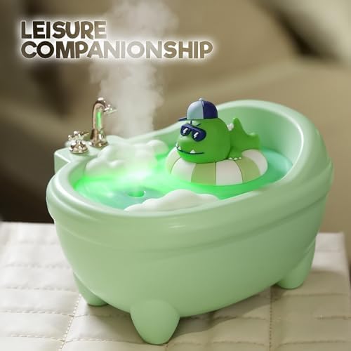 Small Mini Humidifier,Top Fill 340ml Portable Desktop Humidifier Diffuser with Cool Mist,20db Quiet,Easy Clean,7 LED Light, Auto Shut off,for Travel,Plants,Home,Office,Nursery, Women(Green) - Image 4