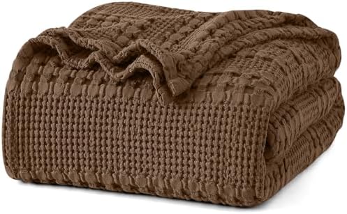 PHF Lightweight 100% Cotton Waffle Blanket for Bed, King, Chocolate by PHF