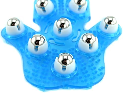 SAMYO Palm Shaped Massage Glove Body Massager with 9 360-degree-roller Metal Roller Ball Beauty Body Care (Blue) - Image 4