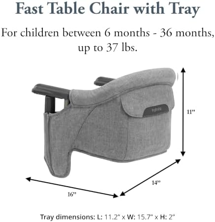 Inglesina Fast Table Chair - Stone Gray Melange + Fast Dining Tray - Portable Baby High Chair - for Babies & Toddlers up to 37 lbs - Fits Tables 0.8'' to 3.5'' Thick - Compact - Travel Bag Included - Image 3