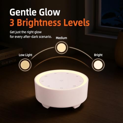 Kipcush White Noise Machine for Sleeping, Baby & Adults, High-Fidelity Non-Looping Sounds, Sleep Sound Machine with Dimmable Night Light, USB Powered, Memory Function, Home, Nursery & Travel - Image 4