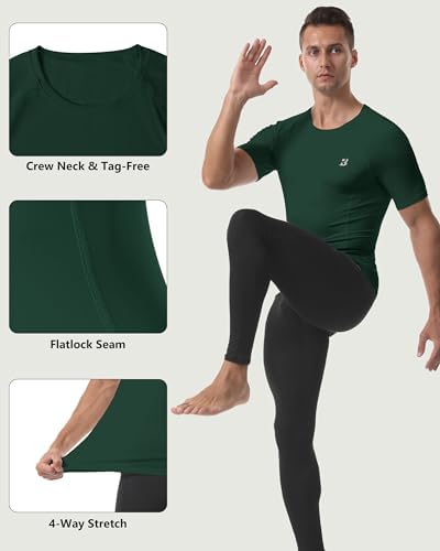 Roadbox Compression Shirt Men Short Sleeve, Cool Dry Base Layer Athletic Undershirts, Workout T-Shirt for Sports Gym Running - Image 4