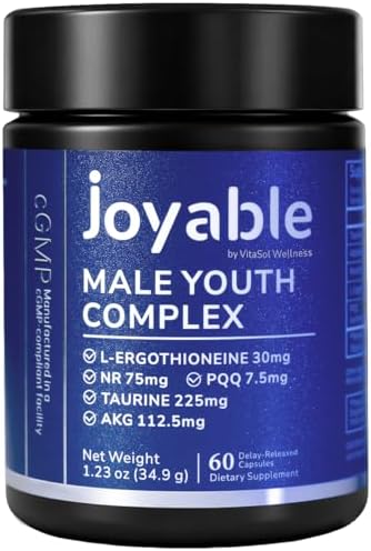 Male Youth Complex – Cellular Energy & Healthy Aging Support Supplement with NR, PQQ & Ergothioneine | 60 Capsules by joyablebyVitaSolWellness