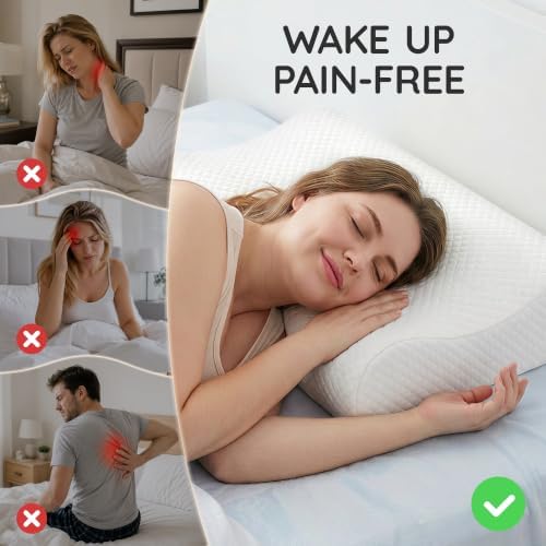 AM AEROMAX 26" Queen Contour Memory Foam Pillow for Neck Pain Relief - Image 2