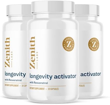 Longevity Activator Dietary Supplement, Natural Antioxidants with Resveratrol - Supports Immune Function, 3 Pack by ZenithLabs