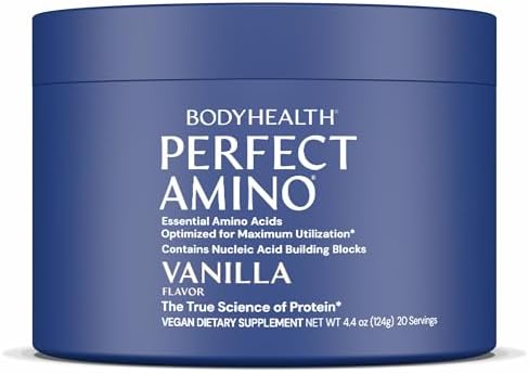 BodyHealth PerfectAmino - BCAA and EAA Powder for Pre and Post Workout - Amino Acid Energy Drink for Men and Women to Support Lean Muscle and Recovery - Vanilla - 20 Servings by BodyHealth