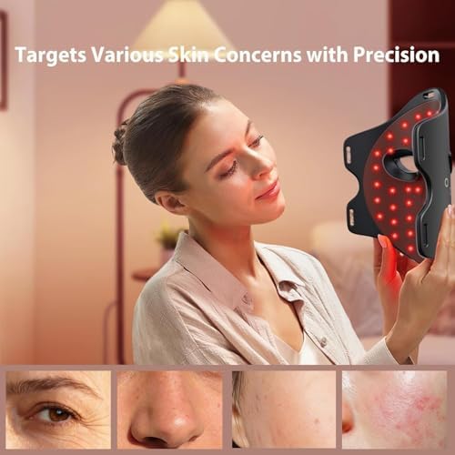 Red Light Therapy for Face, 4 Modes LED Light Therapy Mask with 850nm NIR Infrared Red & Blue Light, Rechargeable Portable Facial Skincare Device with Timer for Home Use, Lightweight for Women & Men - Image 3
