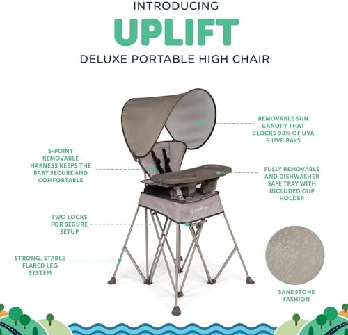 Baby Delight Go with Me Uplift Deluxe Portable High Chair, Sandstone - Image 3