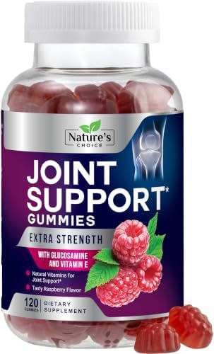 Joint Support Gummies - Extra Strength Glucosamine Gummy Supports Joints Health & Flexibility for Back, Knees, Hands - Natural Vitamin E Immune Support - Best Supplement for Women & Men - 120 Gummies by Nature%27s+Choice