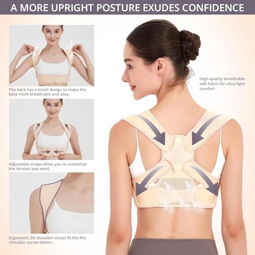 JMPOSE Posture Corrector for Back Support: Adjustable Shoulder Posture Brace for Men and Women (Beige, Large/X-Large) - Image 4