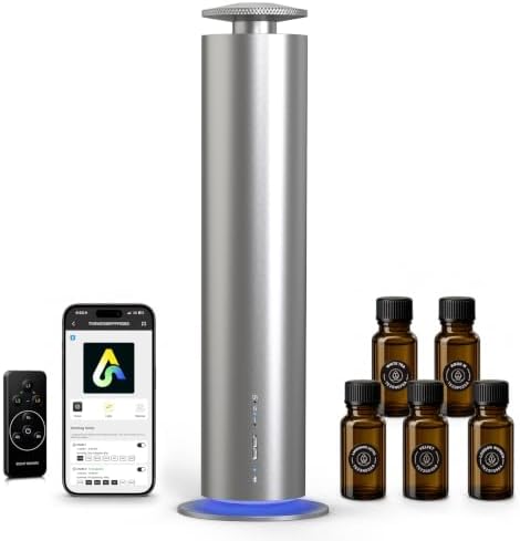 Waterless Essential Oil Diffuser Battery Powered 1500 Sq Ft Coverage-Silver by GearUpGoFarCamperfect