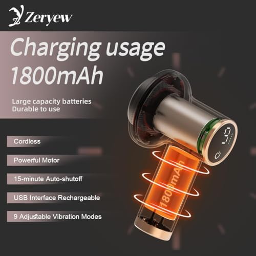ZY ZERYEW Cordless Cellulite Massager, Handheld Lymphatic Drainage Tool, Mini Body Sculpting Machine with 9 Speeds and 8 Massage Heads, Lymphatic Drainage Massage Tool for Legs Butt Belly Fat - Image 3