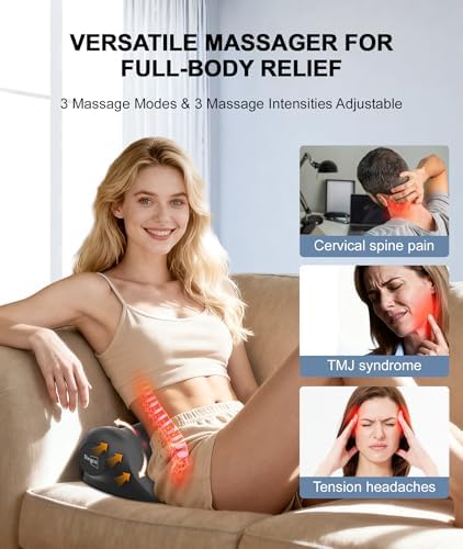 Neck Massager with Heat, Red Light & Vibration Adjustable, Heated Neck Stretcher with 3 Modes, Rechargeable Cervical Traction Device for Pain Relief & Muscle Relaxation, Gift for Women Men - Image 6