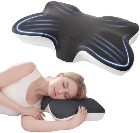 SLEEP ZONE Butterfly Cervical Neck Pillow, Ergonomic Memory Foam Pillow by SLEEPZONELIFE