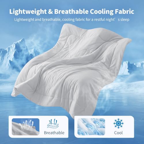 MASVIS Cooling Comforter Queen Size, Cooling Blanket for Hot Sleepers Lightweight Summer Blanket with Double-Sided Cold Tech Fabric,Breathable Cold Blanket,Light Grey,90"X90" - Image 3