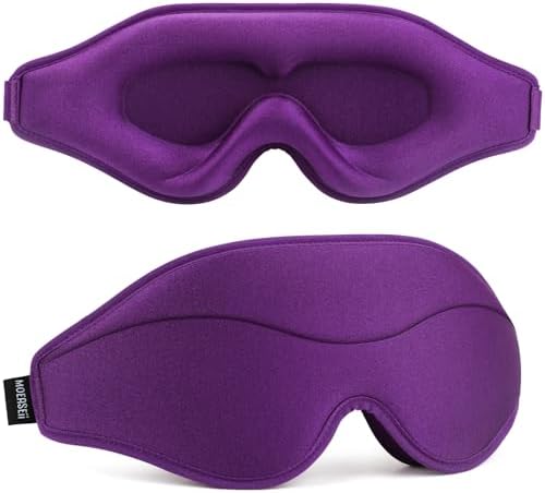 Sleep Mask - Total Blackout 3D Sleeping Mask, Super Lightweight & Silky Soft Eye Mask for Sleeping, Fully Adjustable Fit for Home, Traveling, Meditation, Yoga, Purple, Mothers Day Gifts by MOEASEii