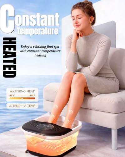 SPA4PIEDS Collapsible Heated Foot Spa Bath with Bubble, Foot Soaking Tub Featuring 8 Shiatsu Rollers, Pumice Stone and Built-in Timer for Mom, Dad and Foot Relaxation (Black) - Image 2