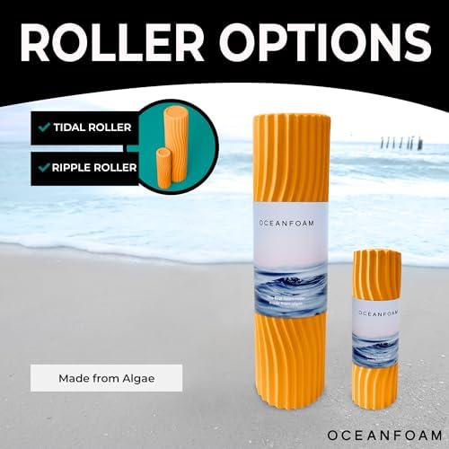 Oceanfoam Tidal Roller - Gold - Muscle Massage Foam Roller for Back Pain & Stretching - Firm and Ergonomic Wide Wave Textured - Yoga, Athletics, & Wellness - Full Size, 20" x 5" - Image 6