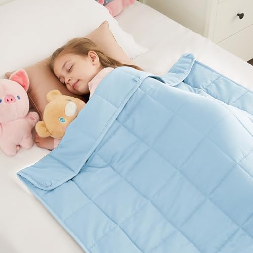 Weighted Blanket - 10 lbs Lightblue Heavy Blanket - Small Size Breathable Lap Blanket(50"x60", 10 lbs) by HOSUKKO