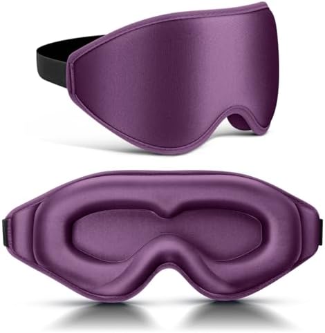 FlyCoco 99% Fully Block Out Light Eye Sleep Mask, 3D Deep Contoured Eyes Cover Zero Pressure, Long Lash Extension Eyes Mask with Adjustable Straps for Sleeping Travel Home Nap Rest Women Men (Purple) by Unknown