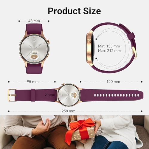 Fitpolo Smart Watch for Women,1.3" AMOLED Touchscreen Fitness Tracker, Make/Answer Calls, Heart Rate SpO2 Monitor,3ATM Waterproof,Sleep Activity Tracking Smartwatch for Android Phones iPhone (Purple) - Image 7