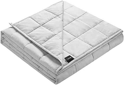 ZonLi Weighted Blanket (100% Cotton,48''x72'',12lbs, Light Grey), Cooling Weighted Blanket for Adults, High Breathability Heavy Blanket, Soft Material with Premium Glass Beads by Zonli