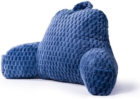 Reading Pillow for Bed, Adults Back Pillow for Sitting up, Husband Pillow for College Dorm, Back Support Cushion with arms for sit up on Couch, Sofa, and Floor, Dark Blue by GRASSBROOK
