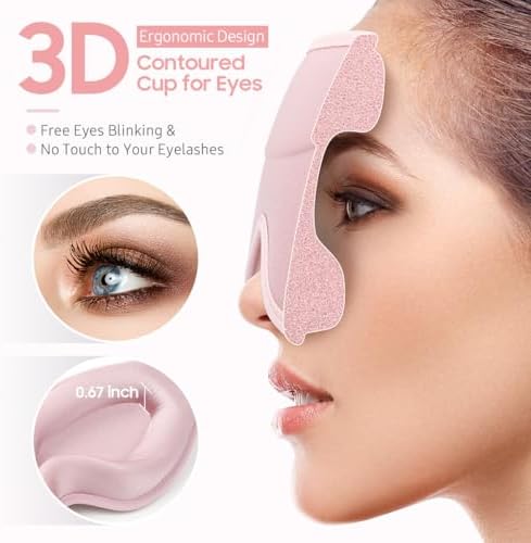 BeHoomi Sleep Mask, Premium Eye Mask for Sleeping, Total Blackout, Super Soft Comfort, Adjustable Fit, Upgraded 3D Ergonomic Designed Sleeping Mask for Home, Office, Travel, Meditation, Yoga, Pink - Image 4