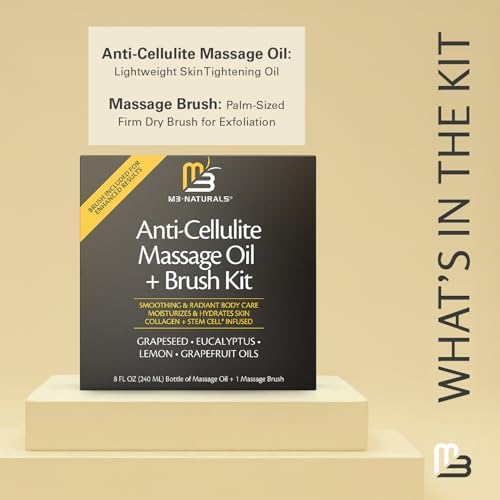 Anti Cellulite Massage Oil and Firm Dry Body Brush Kit, 8 fl oz by M3 - Image 7