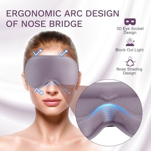 99% Fully Block Out Light Eye Sleep Mask, 3D Deep Contoured Eyes Cover Zero Pressure, Long Lash Extension Eyes Mask with Adjustable Straps for Sleeping Travel Home Nap Rest Women Men (Light Purple) - Image 4