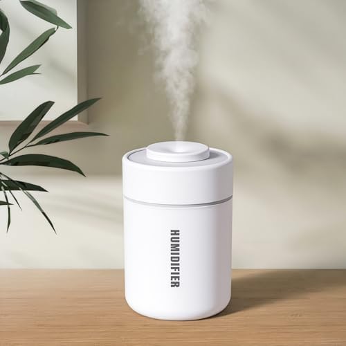 Mini Humidifier, Small Cool Mist Humidifier USB Personal Portable Quiet Table Desktop Humidifiers for Cooling Home Office Car Summer Travel (180ml, White Grey) by Daskternie