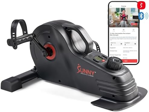 Sunny Health & Fitness 2-in-1 Smart Magnetic Pedal Exerciser, Compact Indoor Under-Desk Mini Exercise Bike for Full Body Cardio Workout and Physical Therapy, Free SunnyFit Training App Connection by SunnyHealthFitness