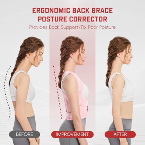 Posture Corrector for Women & Men, Adjustable Back Brace Shoulder Straightener with Full Back Support for Upper & Lower Back Pain, Spine Alignment, Hunchback & Scoliosis Relief (Large, Pink) - Image 3