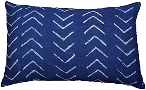 Trade Star Decorative Mudcloth Blue Throw Pillow Cover Handmade Cushion Cover Spring Pillow Cover 100% Cotton Pillow Case Indian Lumbar Pillows Ethnic Oblong Pillow Shams (INDIGO PHOENIX 14X22 INCHES) by TradeStar