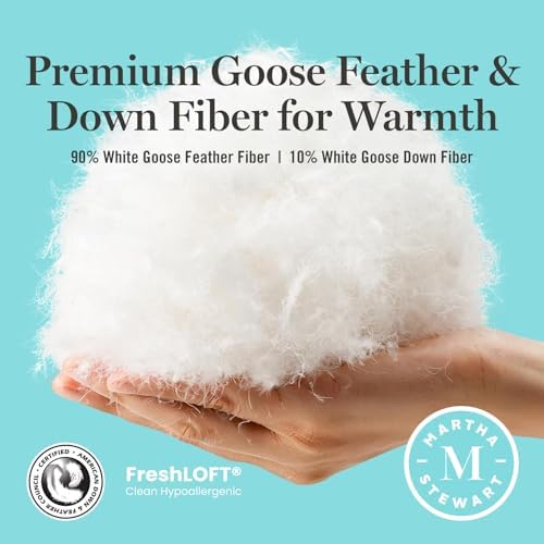 Martha Stewart White Goose King Size Feathers Down Fiber Comforter, 100% Cotton Duvet Insert King, Hotel Luxury Hypoallergenic Comforter 68oz All Season Medium Warmth 106 x 90 Inch (Pack of 3) - Image 3