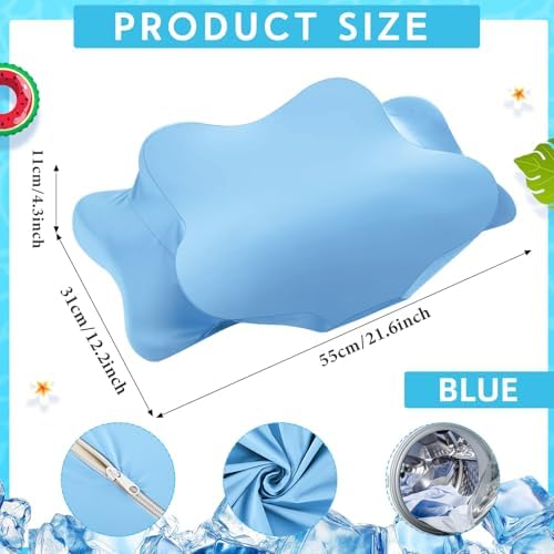 Hahafelt Cooling Cervical Neck Pillowcase,Blue,Standard Size - Image 2