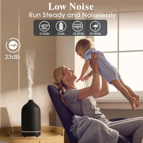 Diffuserlove Ceramic Essential Oil Diffuser Aromatherapy Diffusers for Home Bedroom Air Stone Diffuser Black Base - Image 6