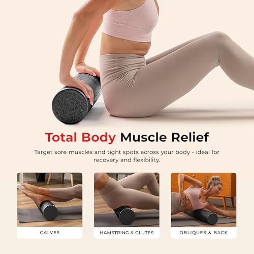 Sunny Health & Fitness 18" Black High-Density Yoga Foam Roller - Image 3