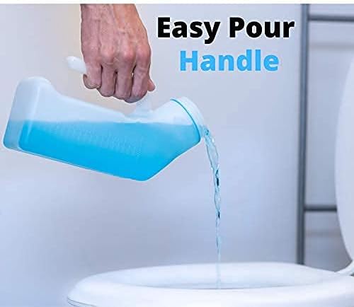 Urinals for Men Spill Proof by PerfectMed (2 Pack) - 32 oz/ 1000 ml | Portable Urine Bottle Bed Pan W/Glow in Dark Lid | Thick Plastic Pee Urinal Bottle - Image 6