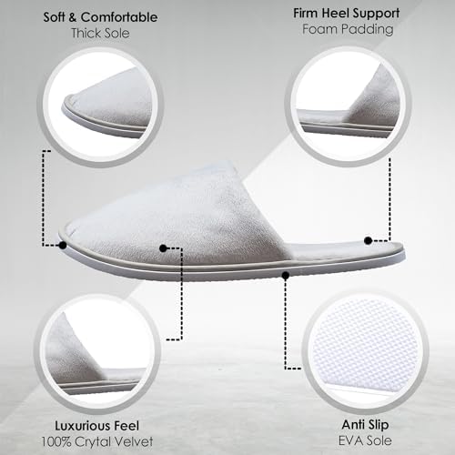 Indoor Spa Slippers 6–12 Pairs – Unisex Washable, Non-Slip Closed Toe Disposable Slippers for Guests, Bathroom, Bedroom, Hotel, House, Bride, Travel and Shoeless Home - Image 5