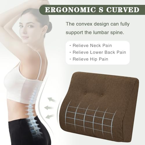 baibu Patented Dual-Layer Memory Foam Lumbar Pillow for Recliner, Brown - Image 5