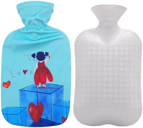 Fashy Hot Water Bottle with Gift Design Plush Cover (2L, 67oz) by Fashy