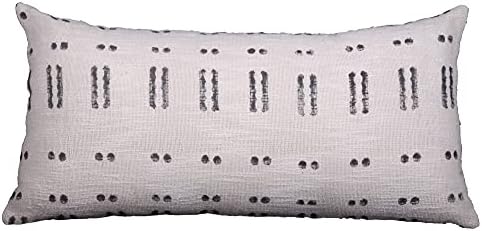 Trade Star Decorative Cotton Lumbar Pillow Cover Mudcloth Throw Pillow Cover Large Pillow for Living Room Handwoven Modern Boho Couch Bedroom Sofa Fall Decor Case (Ivory Blossom 12X24 INCH) by TradeStar