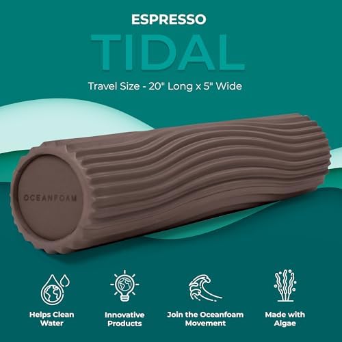 Oceanfoam Tidal Roller - Espresso - Muscle Massage Foam Roller for Back Pain & Stretching - Firm and Ergonomic Wide Wave Textured - Yoga, Athletics, & Wellness - Full Size, 20" x 5" - Image 2