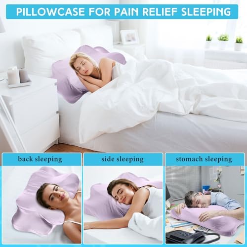 Hahafelt Cooling Cervical Neck Pillowcase,Purple,Queen Size - Image 5
