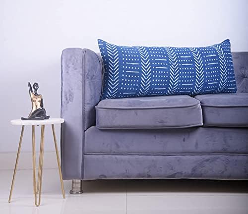 Trade Star Indigo Mudcloth Farmhouse Pillow Cover 100% Cotton Throw Cushion Case Beautiful Body Pillow Case Luxurious Bedding Decor Large Pillow Cover (Indigo Snow 14X36 INCHES) - Image 4
