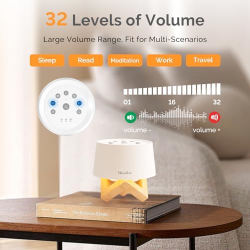 MelodySusie Rechargeable White Noise Machine for Sleep Travel & Salon with Wooden Stand, Sound Machine with 31 Soothing Sounds, Multi-Night Light, 32 Volumes & 4 Timers for Baby Adult - Image 5