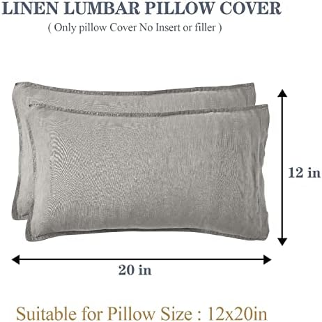 Simple&Opulence 100% Linen Lumbar Pillow Cover 12 x 20 Inches Set of 2 Rectangular Decorative Throw Cushion Cover for Couch Sofa Bed Living Room Office Soft Breathable Farmhouse - Light Grey - Image 4